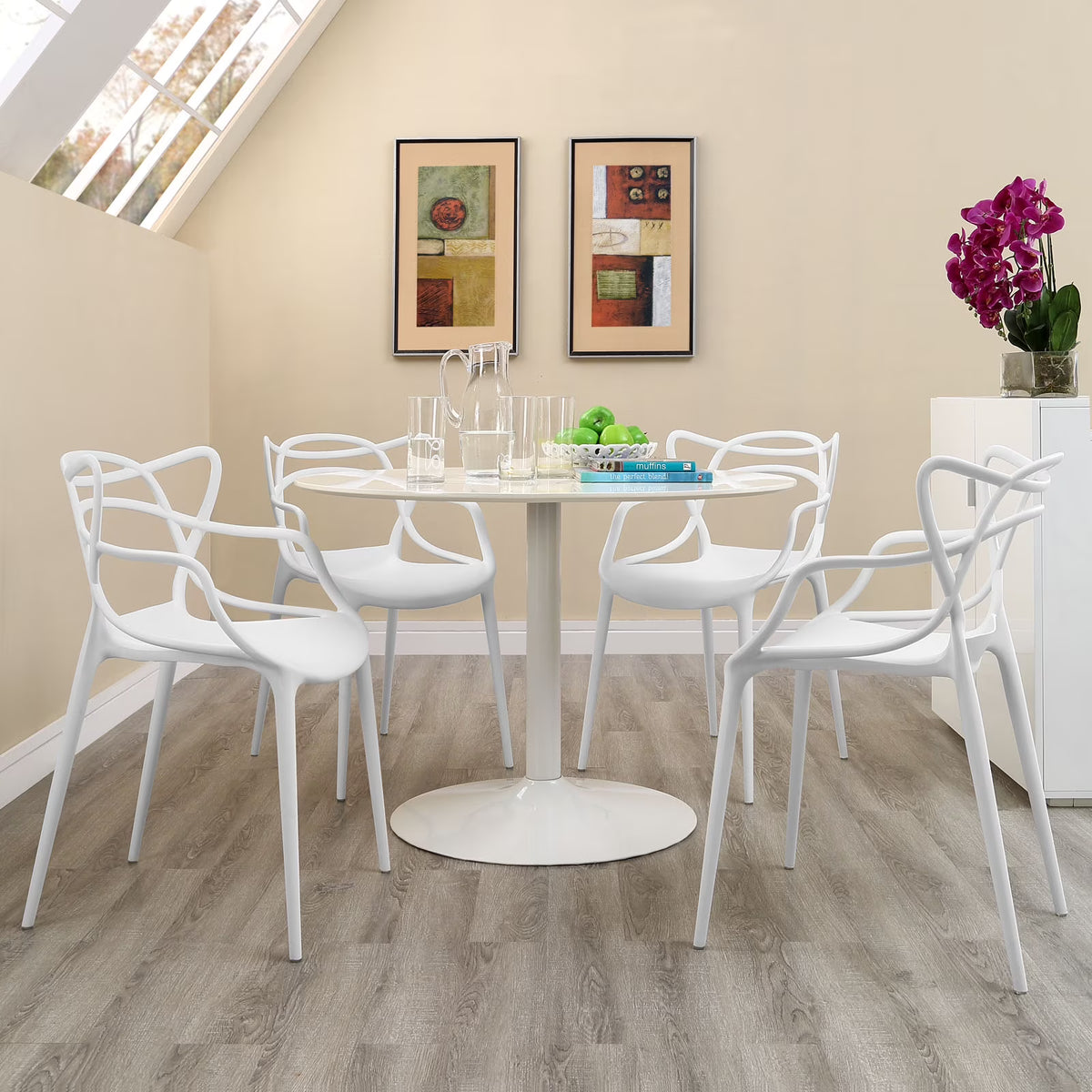 Modway Entangled Dining Set Set of 4 in White - image 1