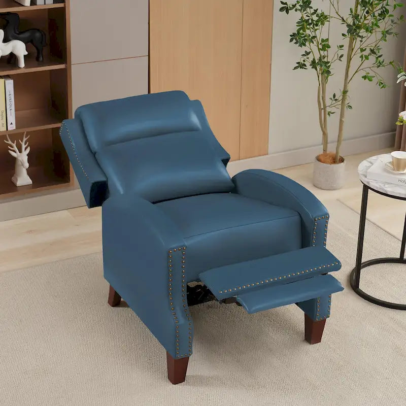 Authentic Leather Pushback Recliner with Adjustable Seat Back and Sturdy Wooden Legs - image 20