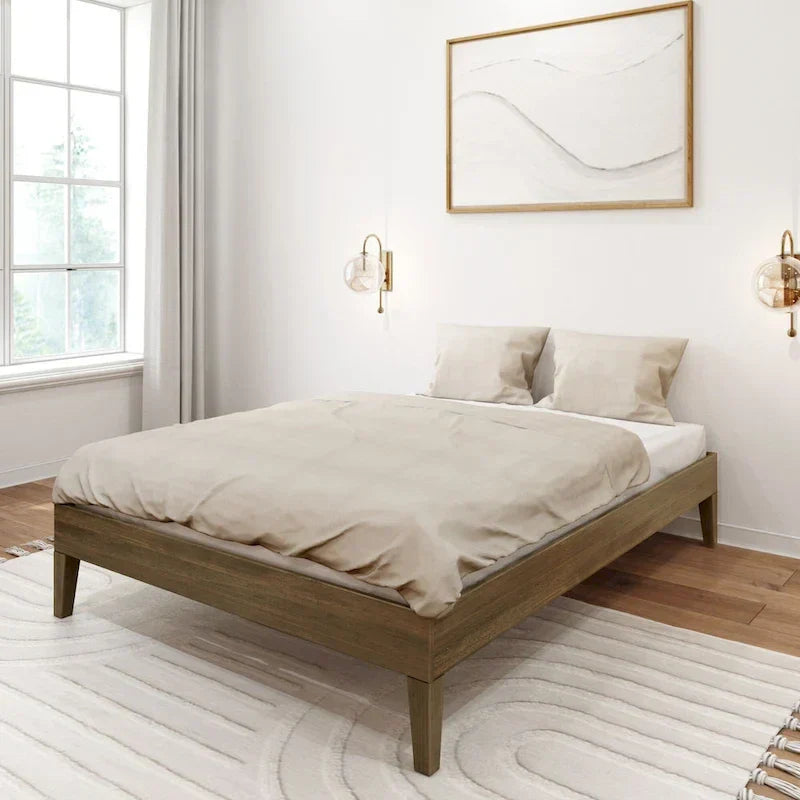 Full-Size Platform Bed with Plank and Beam Design - image 16