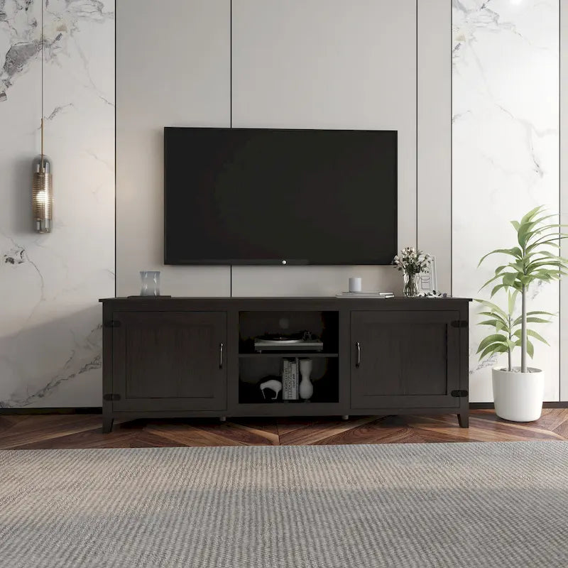 Versatile Industrial TV Stand with 2 Cabinets and 4 Shelves for Living Rooms, Bedrooms, and Playrooms - image 1
