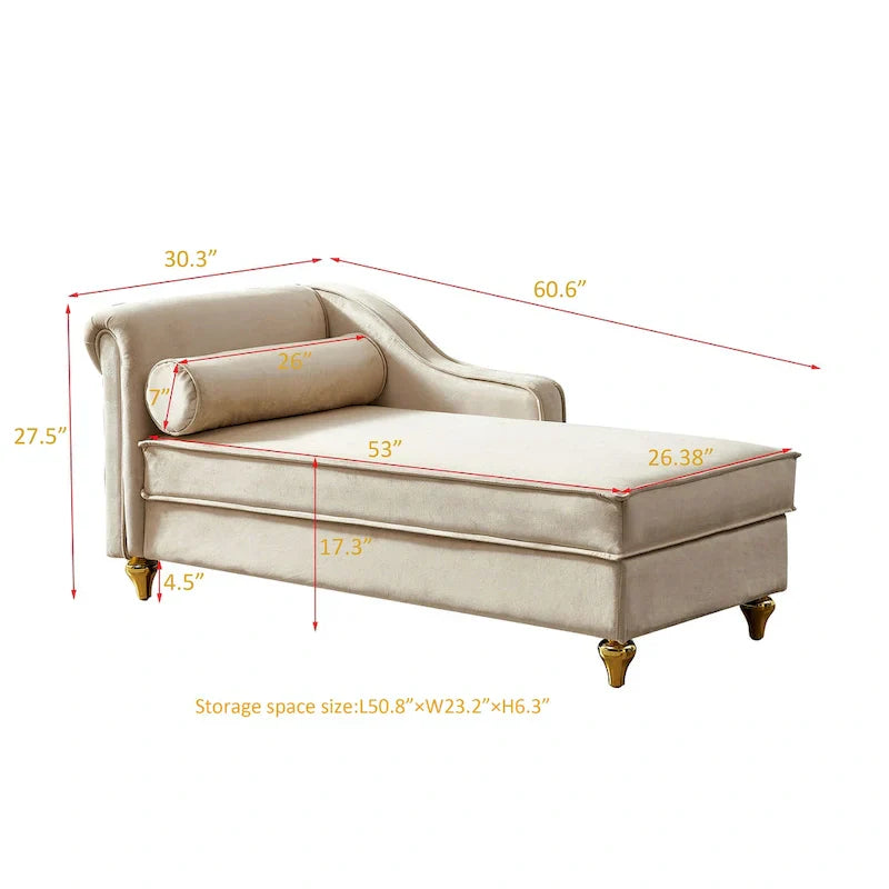 Contemporary Velvet Chaise Lounge Chair with Storage - image 36