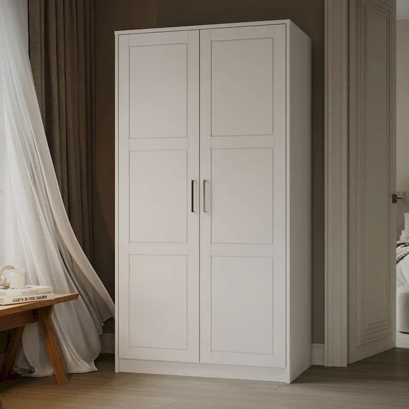 Palace Imports 100% Solid Wood 2-Door Urban Wardrobe Armoire with Solid and Mirrored Doors - image 2