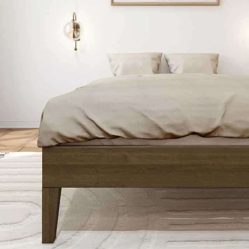 Full-Size Platform Bed with Plank and Beam Design - image 15