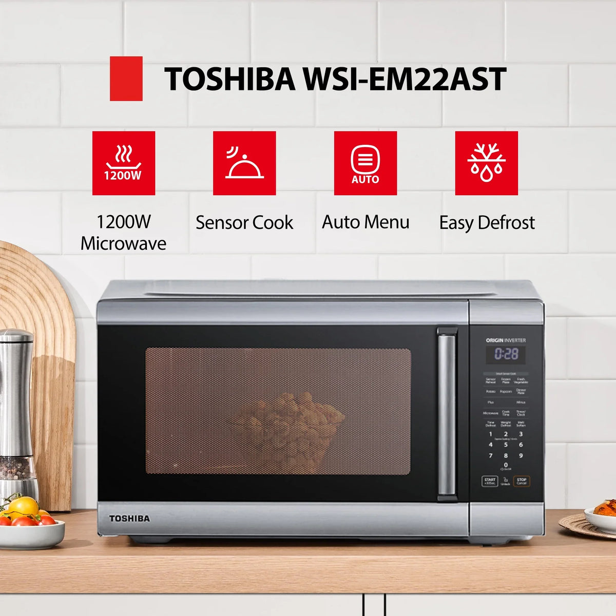 Toshiba 2.2 cu. ft. 24.4'' Microwave Oven in Stainless Steel - image 3