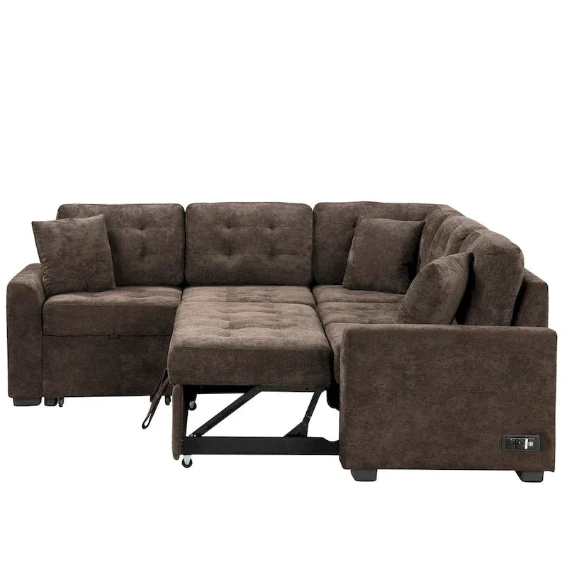 Roomfitters L-Shaped Pull-Out Sofa Bed with Wheels, USB Ports, and Power Outlets – Versatile Sleeper Sofa for Ultimate Living Room Comfort - image 19