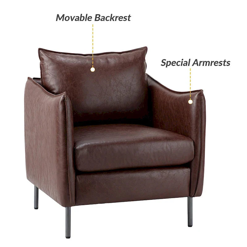 Set of 2 Jaime Modern Vegan Leather Accent Chairs with Metal Legs by HULALA HOME - image 21