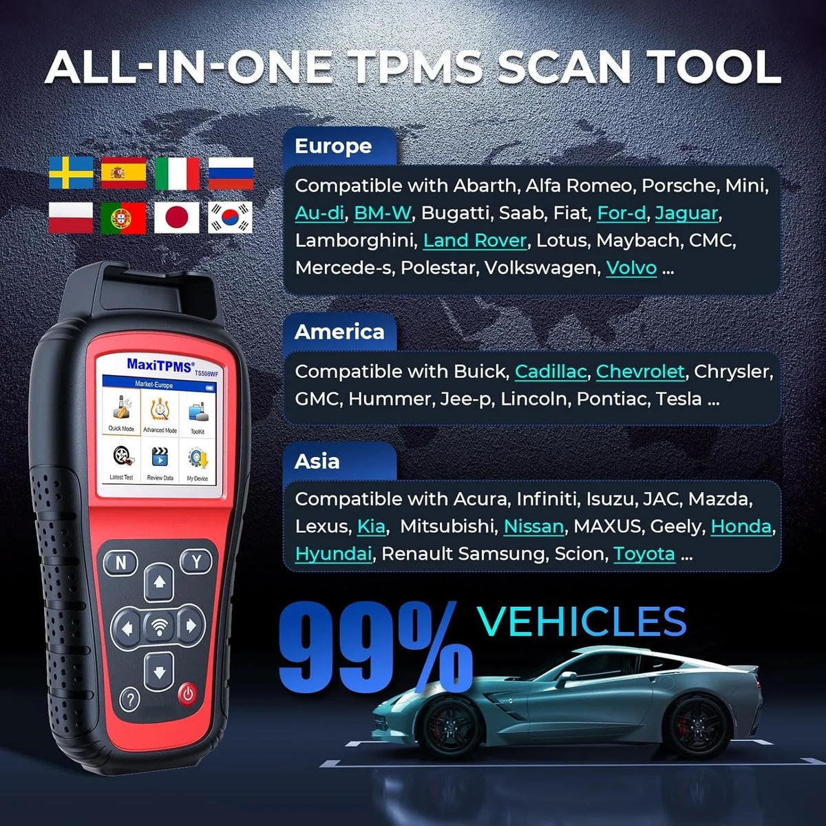 MaxiTPMS TS508WF TPMS Tool, 2025 Enhanced Wi-Fi Ver. of TS508 TS501 PRO TS408S TS601, MX-Sensor TPMS Progamming Tool, TPMS Diagnosis/Reset TPMS Relearn Tool, Read/Clear TPMS DTCs - image 7