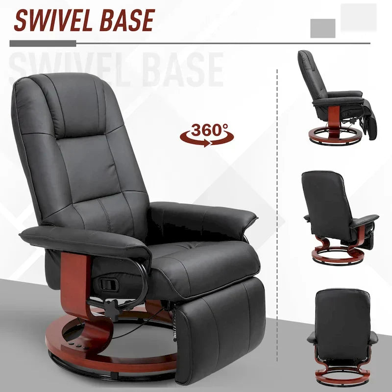 HomCom Faux Leather Adjustable Manual Swivel Base Recliner Chair with Comfortable and Relaxing Footrest - image 30