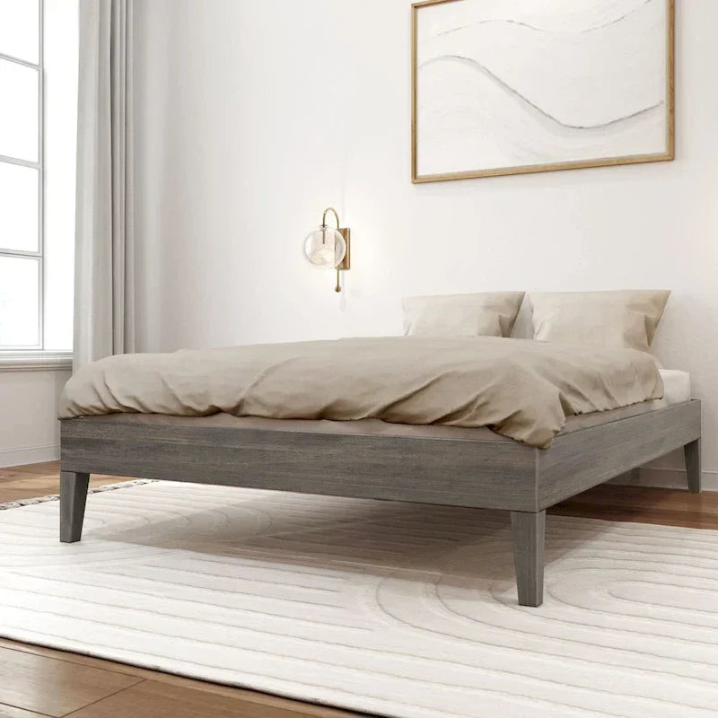 Full-Size Platform Bed with Plank and Beam Design - image 1