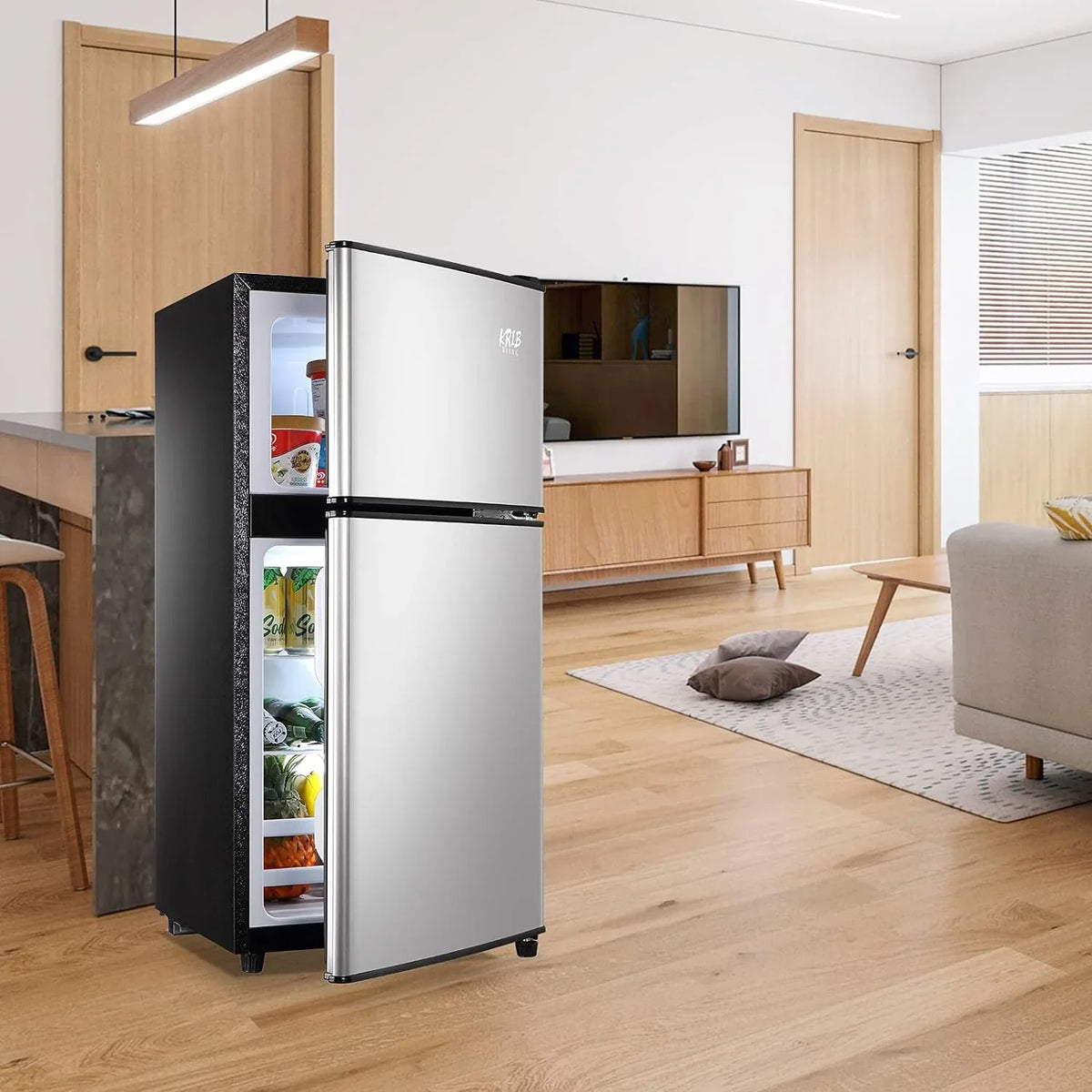 Harper & Bright Designs Double Door Mini Fridge with Freezer, 3.2 Cu.Ft Compact Refrigerator with Adjustable Shelf, Adjustable Thermostat and Reversible Door for Bedroom, Dorm, Home Office, White - image 17