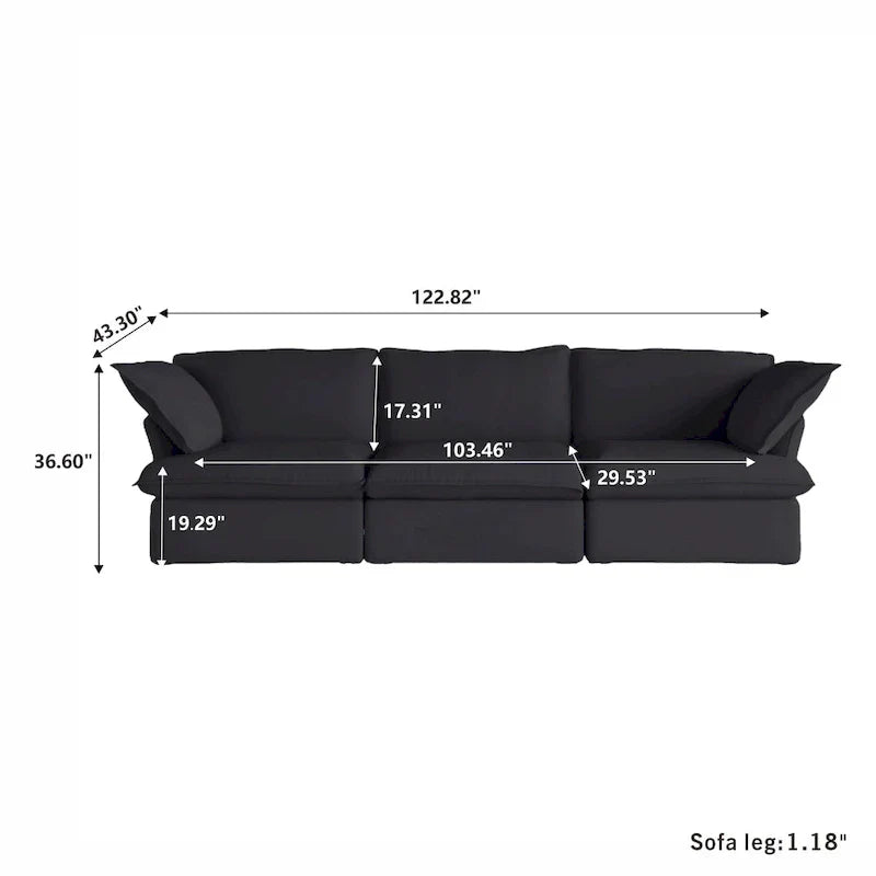 Contemporary 3-Seat Modular Sectional Sofa for Living Room - Comfortable Convertible Couch - image 20