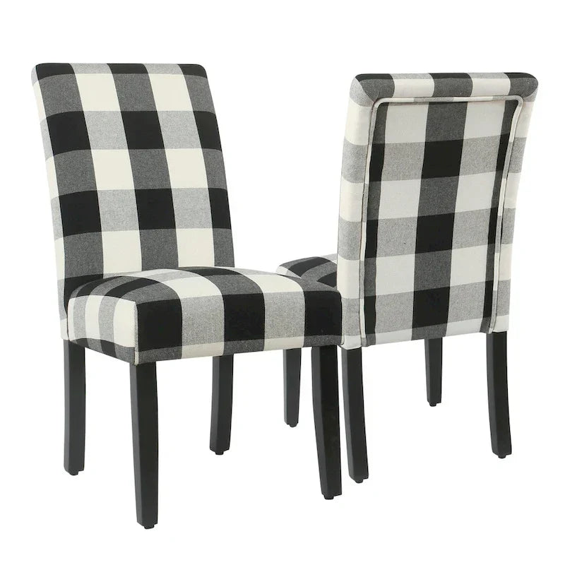 Set of 2 HomePop Black Plaid Parsons Dining Chairs - image 1
