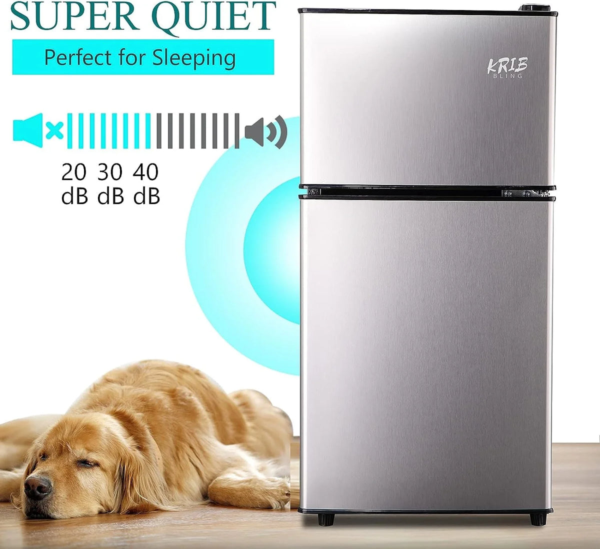 Harper & Bright Designs Double Door Mini Fridge with Freezer, 3.2 Cu.Ft Compact Refrigerator with Adjustable Shelf, Adjustable Thermostat and Reversible Door for Bedroom, Dorm, Home Office, White - image 14