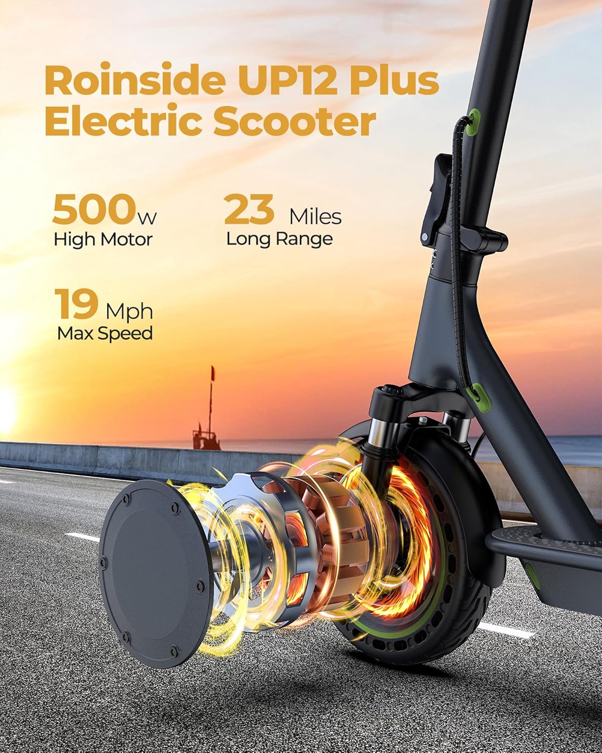 Electric Scooter - 8.5" Solid Tires, 350W Motor, Up to 19 MPH and 21-23 Miles Long-Range Portable Foldable Commuting Scooter for Adults with Double Braking System and App - image 19