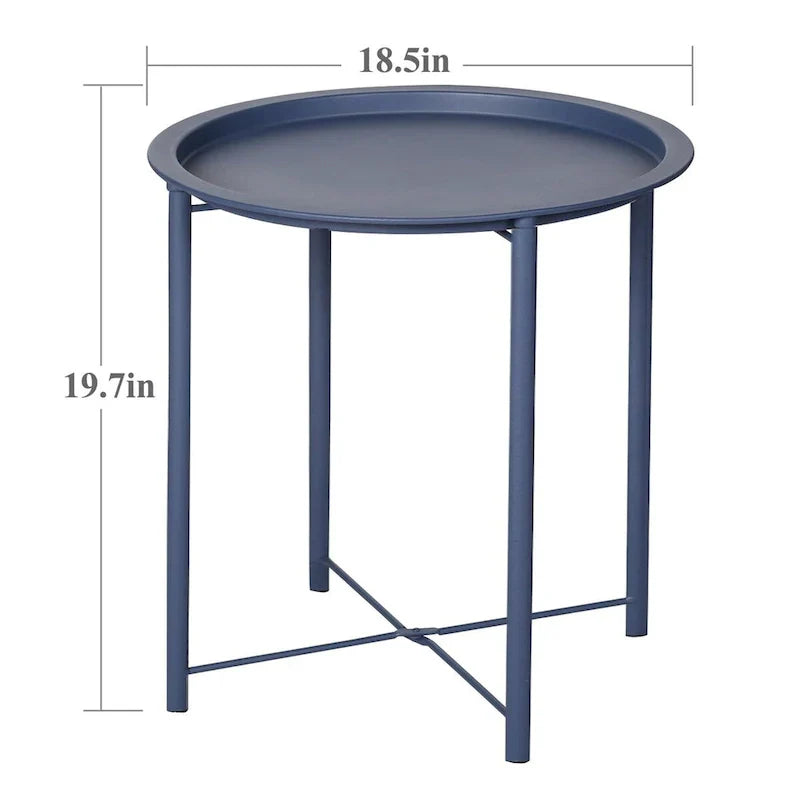 Javlergo Set of 2 Folding Round Steel TV Tray Tables - Compact Side Tables, No Assembly Needed - Dimensions: 18.5 x 18.5 x 19.7 in - image 22