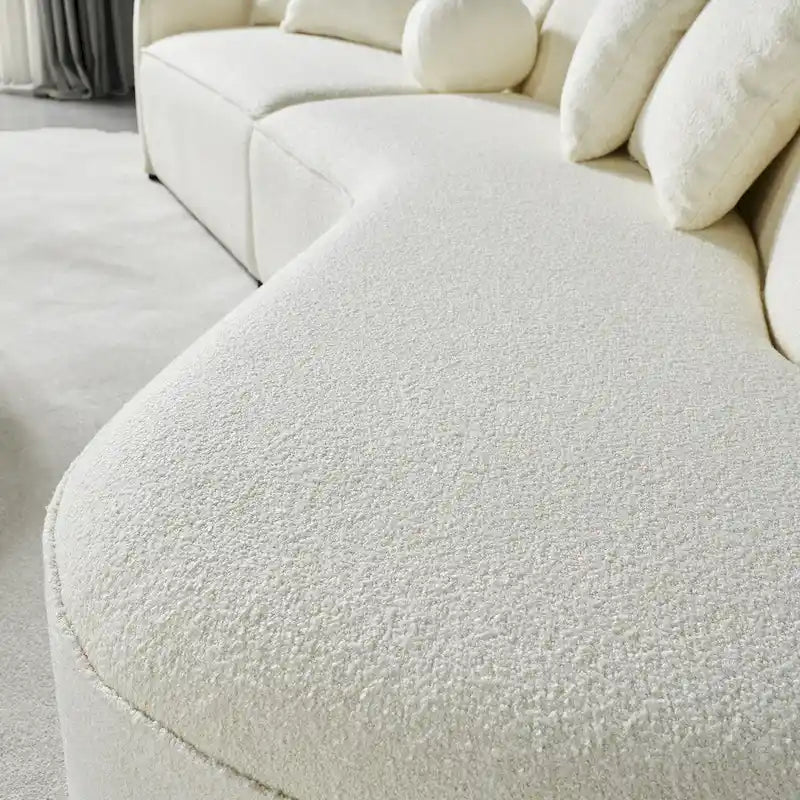 Luxury Modern Curved Sofa in White with Gallar Japandi Style Boucle Fabric - image 9