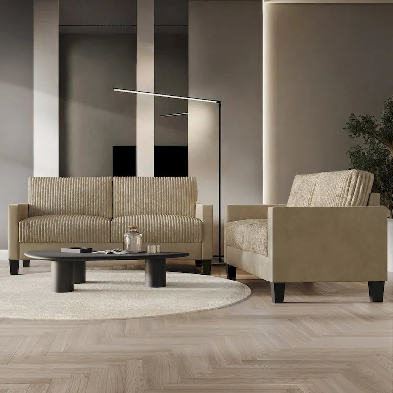 CraftPorch Velvet Upholstered Mid-Century Modern Corduroy 2-Piece Living Room Set - image 11