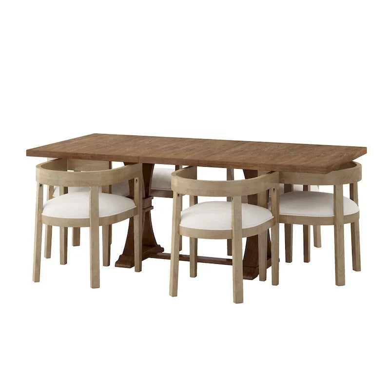 Christopher Knight Home 7-Piece Dining Set with Hudson Fabric and Wood - image 25