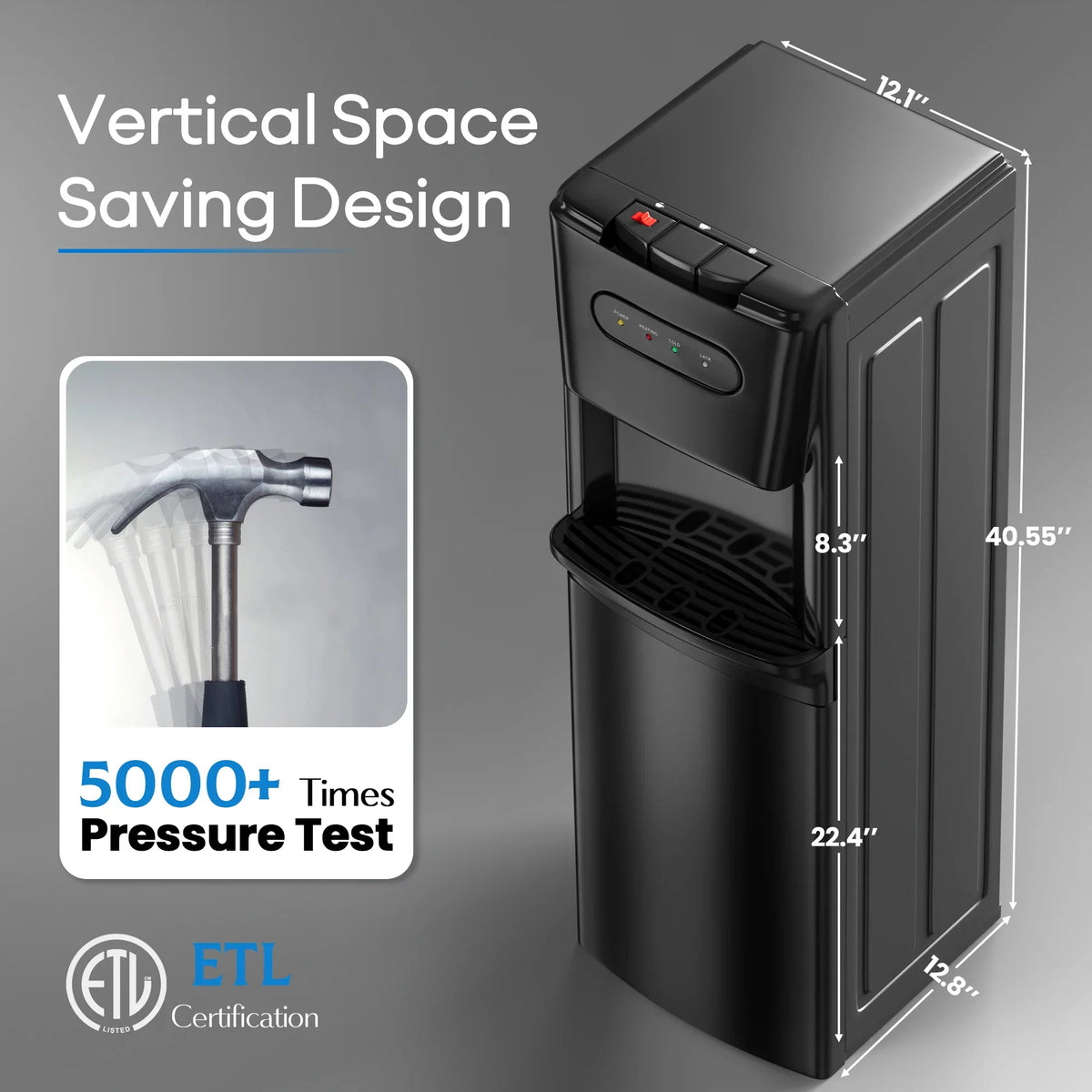 Manastin Bottom Loading Water Dispenser for 3 or 5 Gallons, 3 Temperatures (Cold/Hot/Warm) with Child Lock, Display Light, for Apartments, Schools - image 2