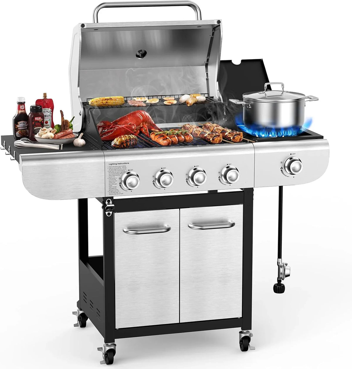 4-Burner BBQ Propane Gas Grill, 44000 BTU - image 1