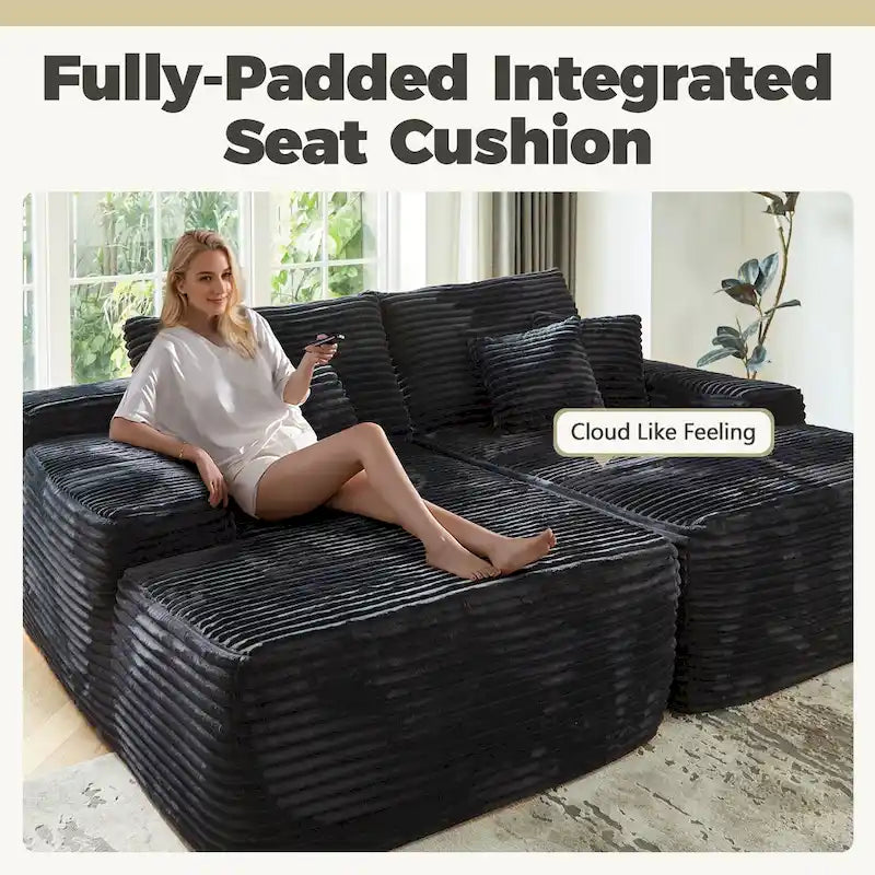 HOOOWOOO Modular Plush Corduroy Sectional Sofa with Cushions - image 19