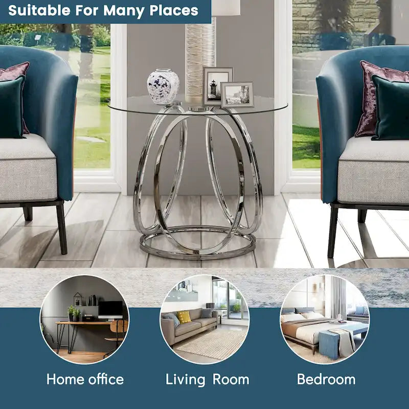 Myhozm Glass Side Table for Living Room with Sturdy Metal Frame - image 16