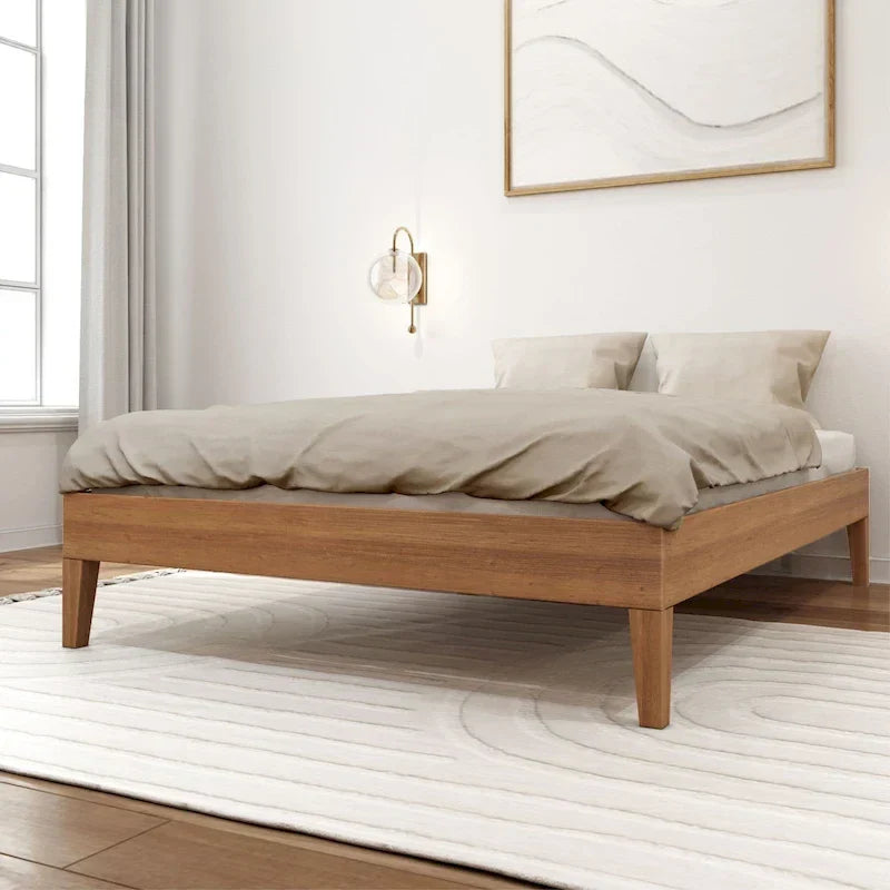 Full-Size Platform Bed with Plank and Beam Design - image 6