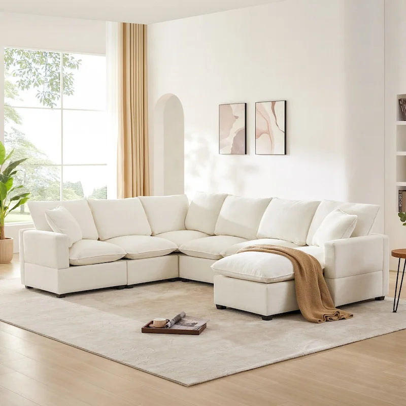 Nestfair Contemporary U-Shaped Modular Sofa Set - 7-Seater Chenille Sectional Couch with 2 Included Pillows - image 11