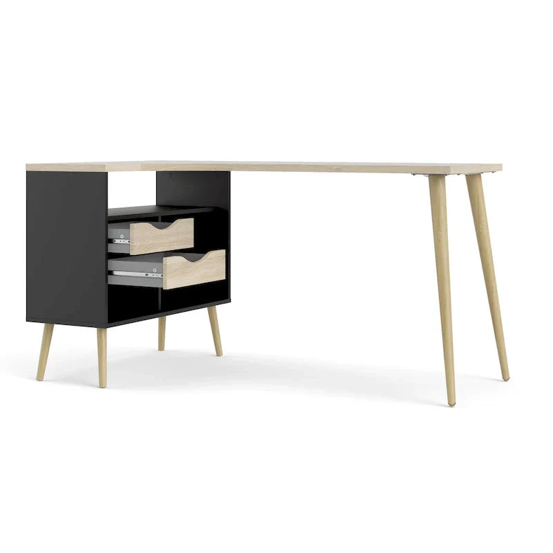 Carson Carrington Kristiansund L-Shaped Desk with 2 Drawers and 3 Shelves - image 4