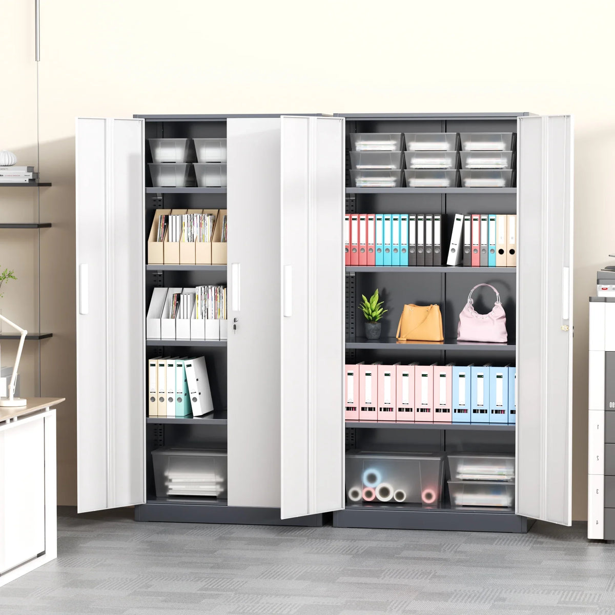 SOLAURA 71" Metal Garage Storage Cabinet with Locking Doors and Adjustable Shelves for Home, Office(Black) - image 30