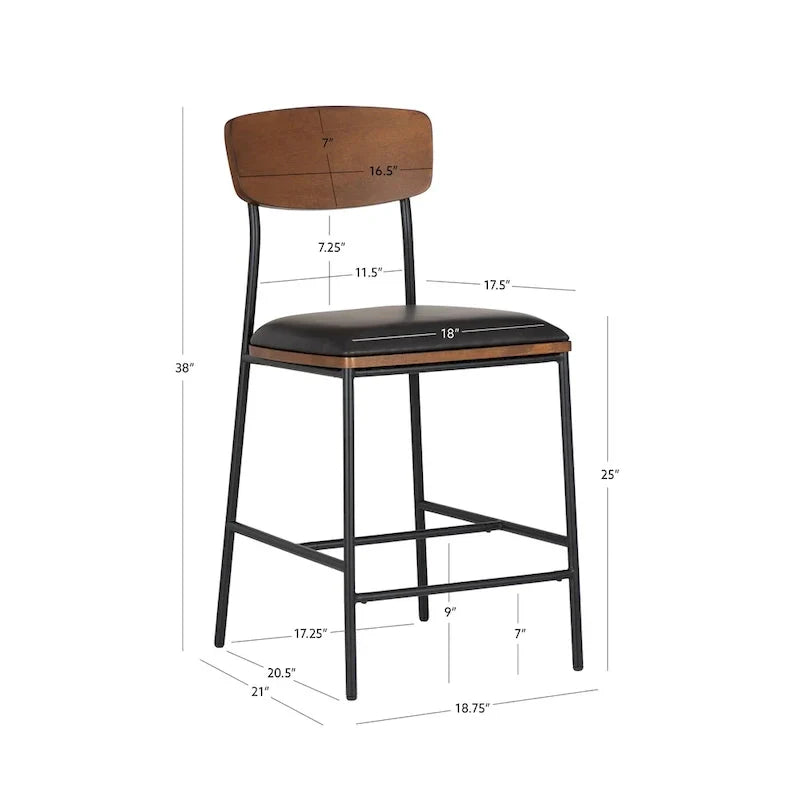 Lowrey 25-Inch Counter Stool with Metal Frame and Faux Leather Upholstery - image 7
