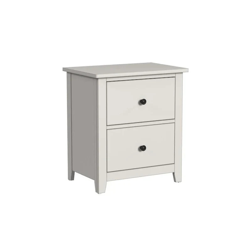 Lodge Cream-Finished Farmhouse Wood Nightstand with 2 Drawers - image 1