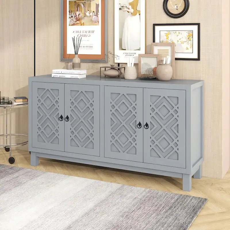 Spacious 4-Door Sideboard Buffet Cabinet with Pull Ring Handles - image 1
