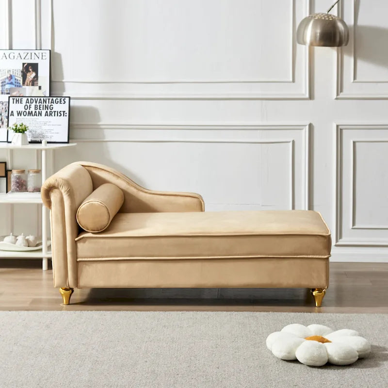 Contemporary Velvet Chaise Lounge Chair with Storage - image 5