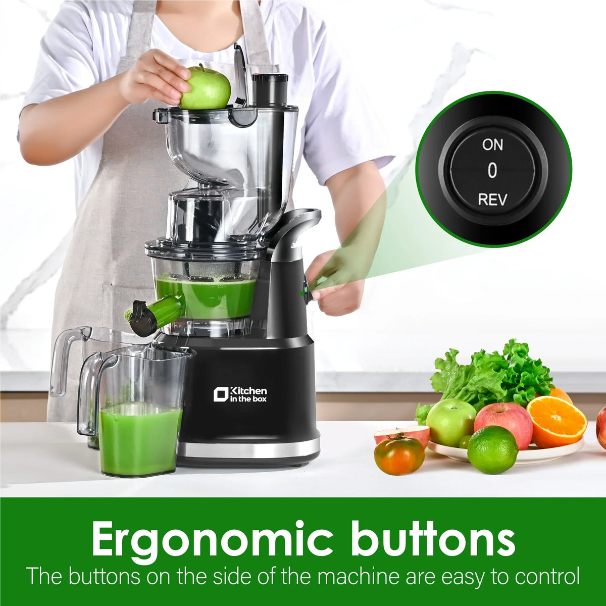 Kitchen in the Box Cold Press Juicer Machines With 3.26" Wide Feed Chute, Slow Masticating Juicer Machine for Whole Fruits and Vegetables, BPA-Free - image 13