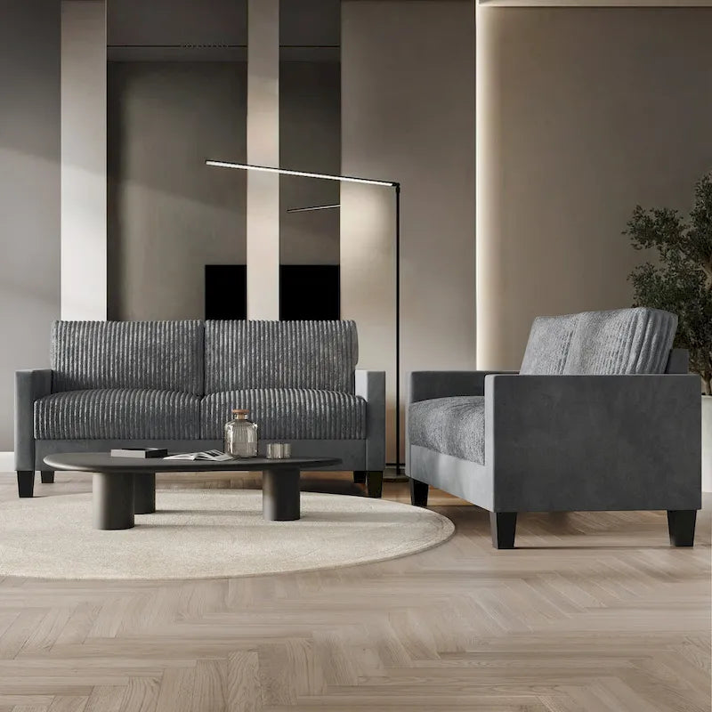CraftPorch Velvet Upholstered Mid-Century Modern Corduroy 2-Piece Living Room Set - image 16