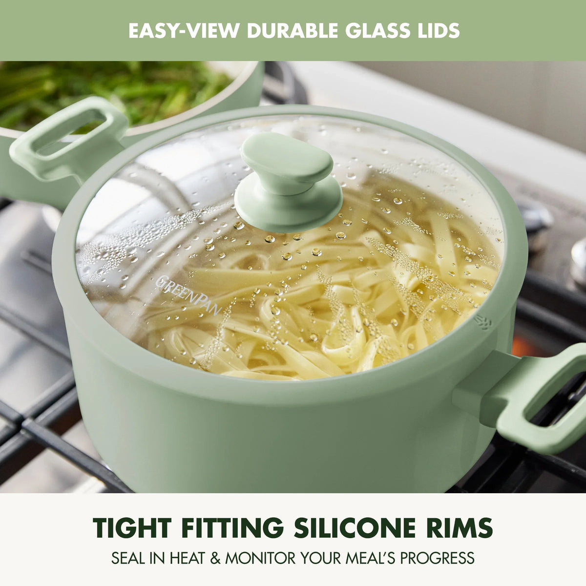GreenPan Essence 17-Piece Ceramic Nonstick Cookware -C Toxin-Free, Dishwasher & Oven Safe, Green - image 4