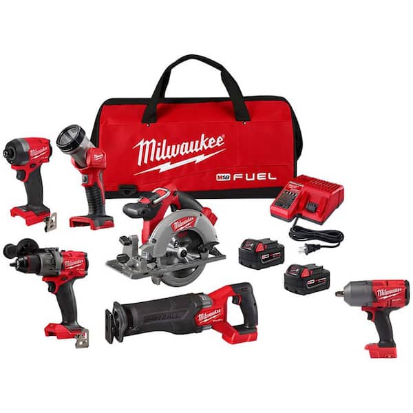 M18 FUEL 18-Volt Lithium-Ion Brushless Cordless Combo Kit (5-Tool) with 1/2 in. Impact Wrench with Friction Ring - image 1