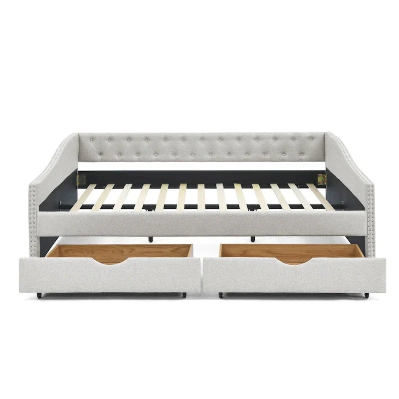 Upholstered Tufted Queen Size Daybed Sofa Bed with Storage Drawers - image 42