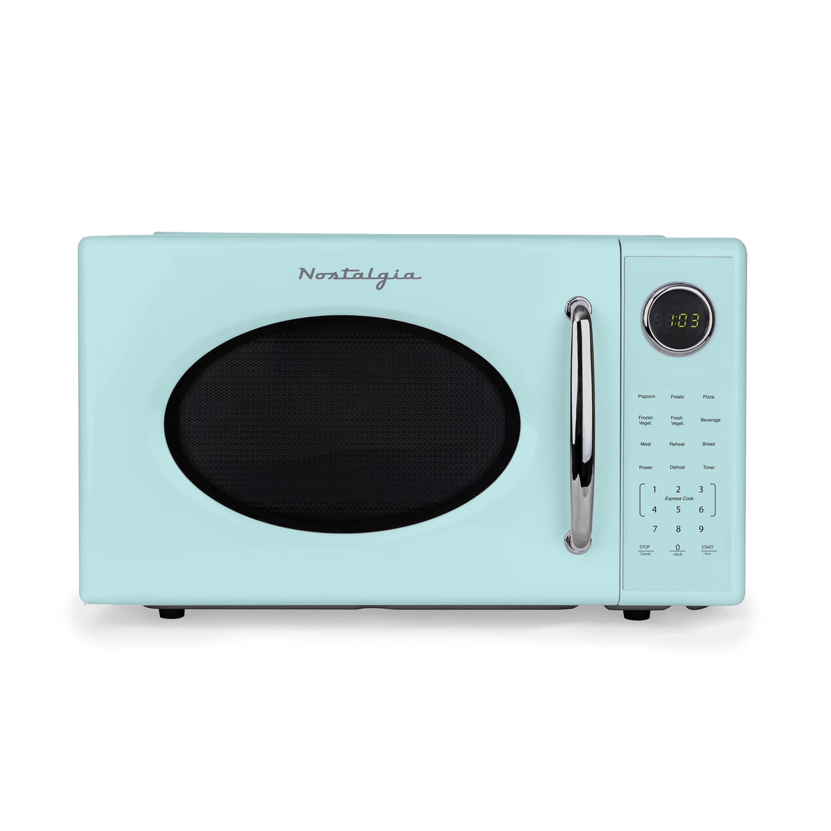 Nostalgia Retro Microwave Oven - 1.1 Cu Ft & 1000-Watt Countertop Size with Glass Turntable, Child Safety Lock, 8 Auto-Cook Programs & Digital Clock - Black - image 9