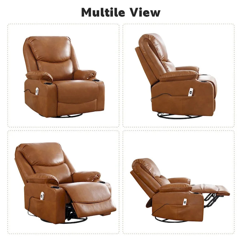 HOMYKA 34.2-Inch Wide Faux Leather Swivel Rocking Power Recliner Chair with USB Charging Port - image 20