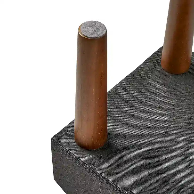 Set of 2 Small Linen Foot Stools with Legs - Rectangle Upholstered Ottoman Footrests - image 8