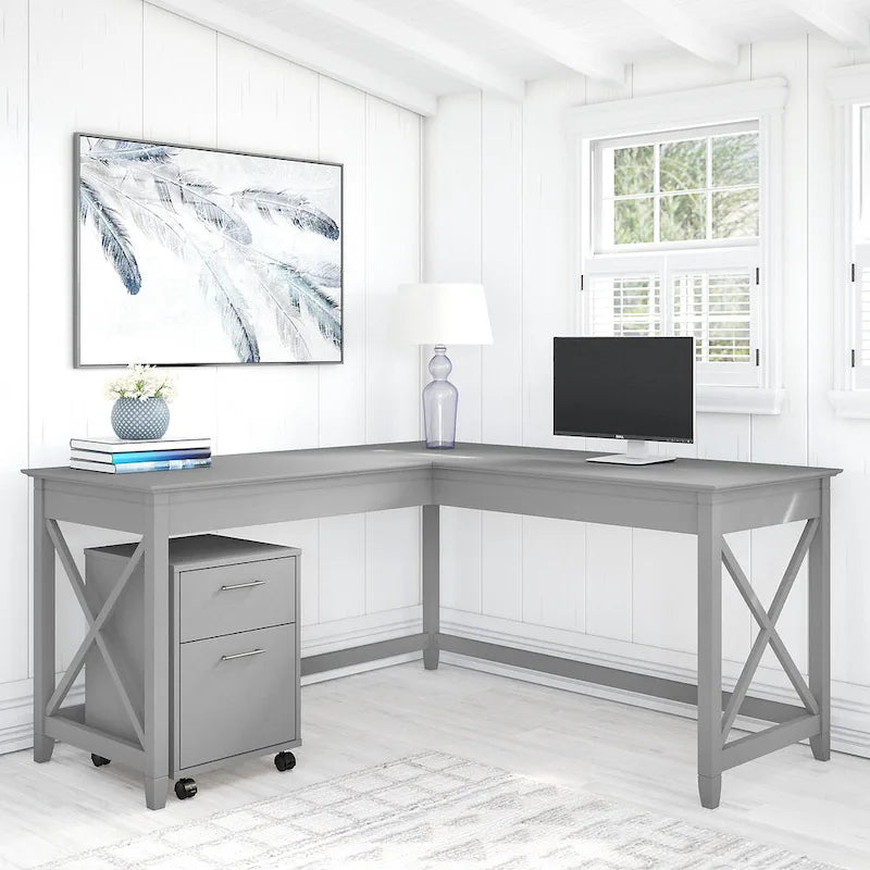 Bush Furniture Key West 60-Inch L-Shaped Desk with Rolling File Cabinet - image 13