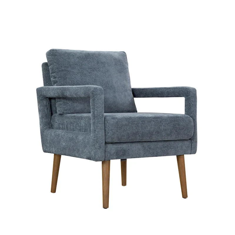 Soft Cushion Blue Chenille Upholstered Armchair - 25.98" Height - image 3