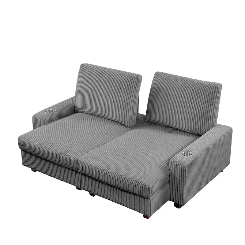 74-Inch Upholstered Chaise Lounge Loveseat with Adjustable Backrest - image 6