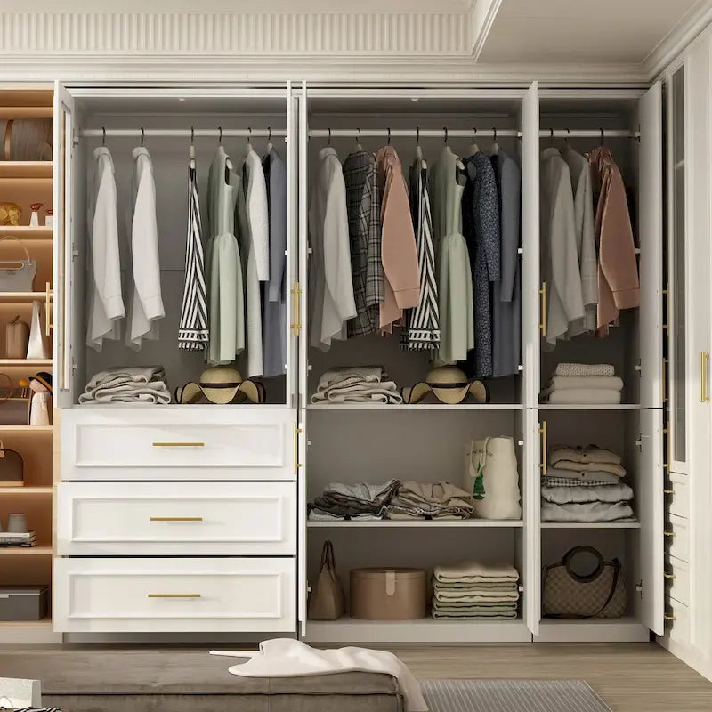 74.8-Inch Tall Large Modular Wardrobe Closet with Glass Doors - image 3