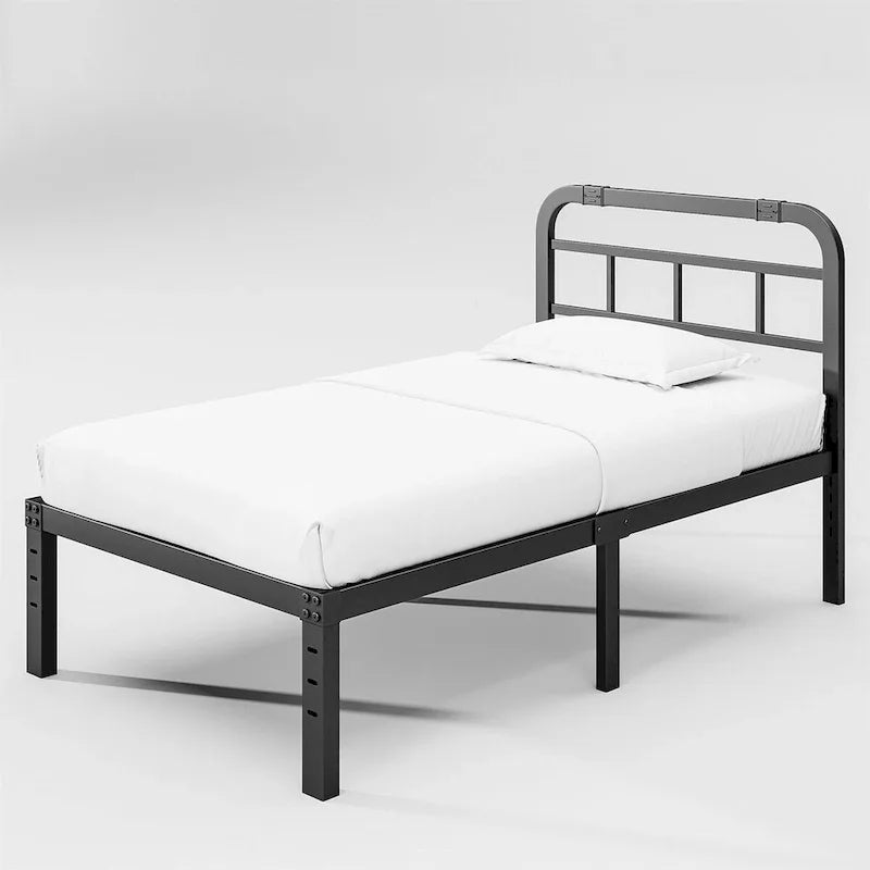 Industrial Metal Bed Frame with Headboard and Reinforced Support - image 1