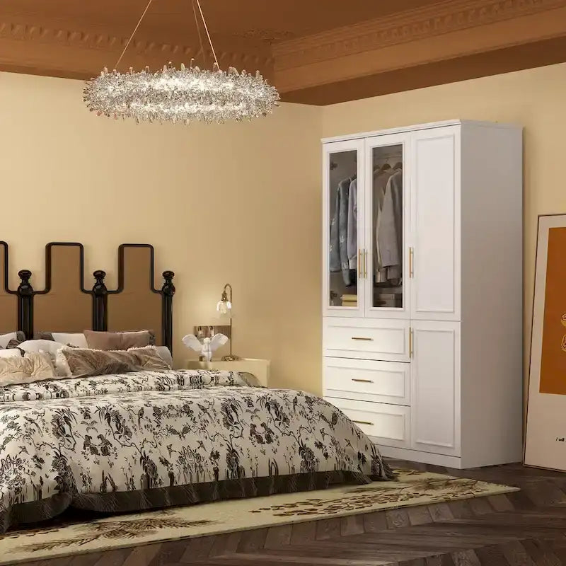 74.8-Inch Tall Large Modular Wardrobe Closet with Glass Doors - image 43