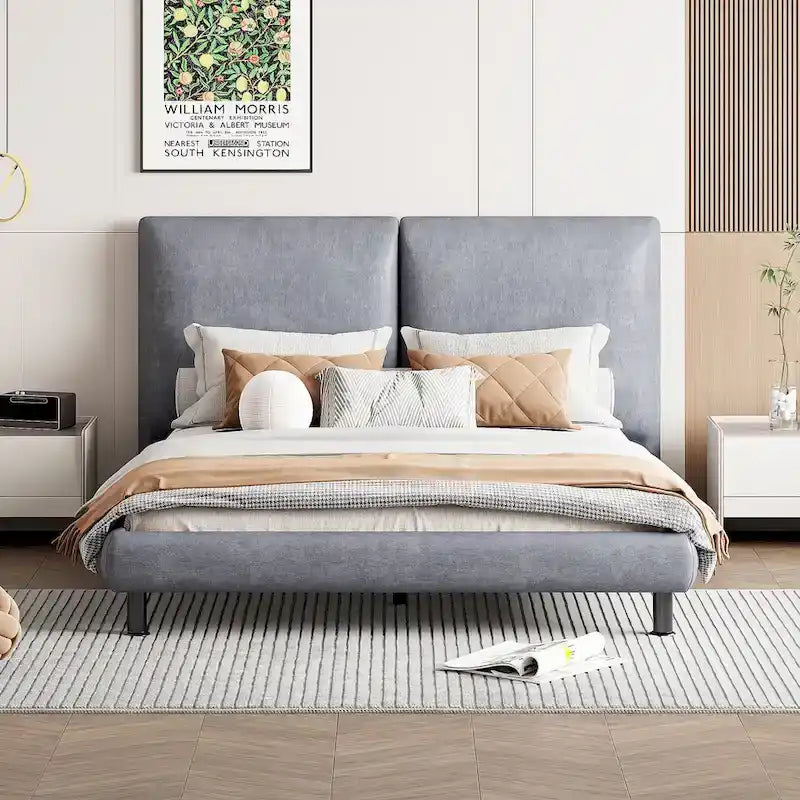 Queen Platform Bed with Dual Oversized Headrests - image 3