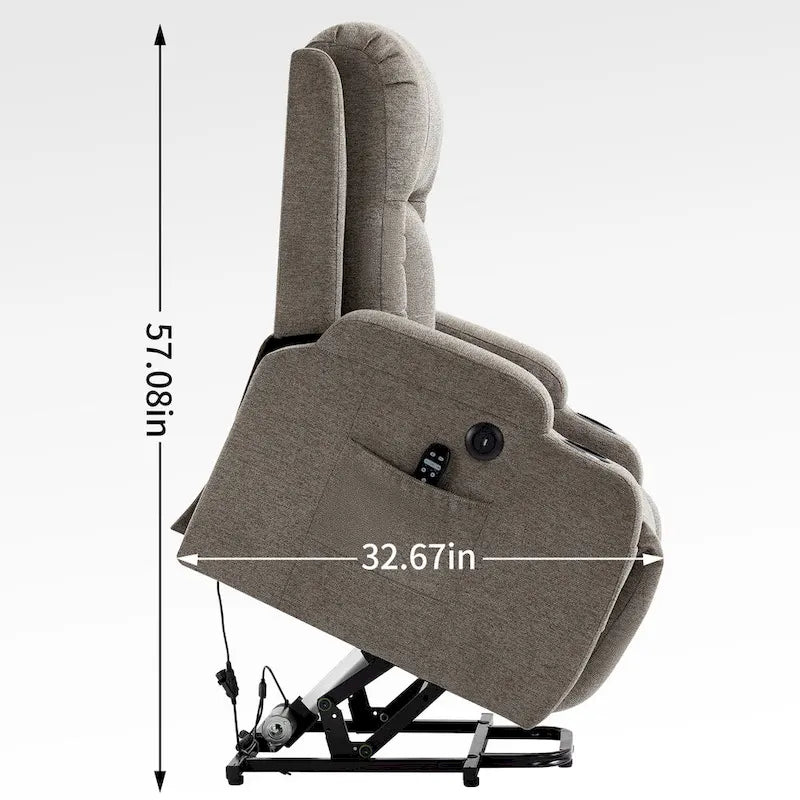 Lazy Boy Power Lift Recliner Chair, Modern Single Motor Massage Sofa Chair with Lumbar Heating, USB Charging Port, Cup Holders - image 5